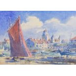 Blanche Odin (French 1865-1957): 'St Jean De Luz, Le Port' watercolour signed, inscribed on old labe