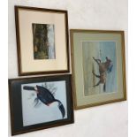 S L Crawford artist signed limited edition print 'Red Rum', number 265/500, Audubon print and a sign