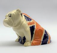 Royal Doulton British Bulldog with Union Flag Rd. Nos. 645,658 H10cm, two painted lines through mark