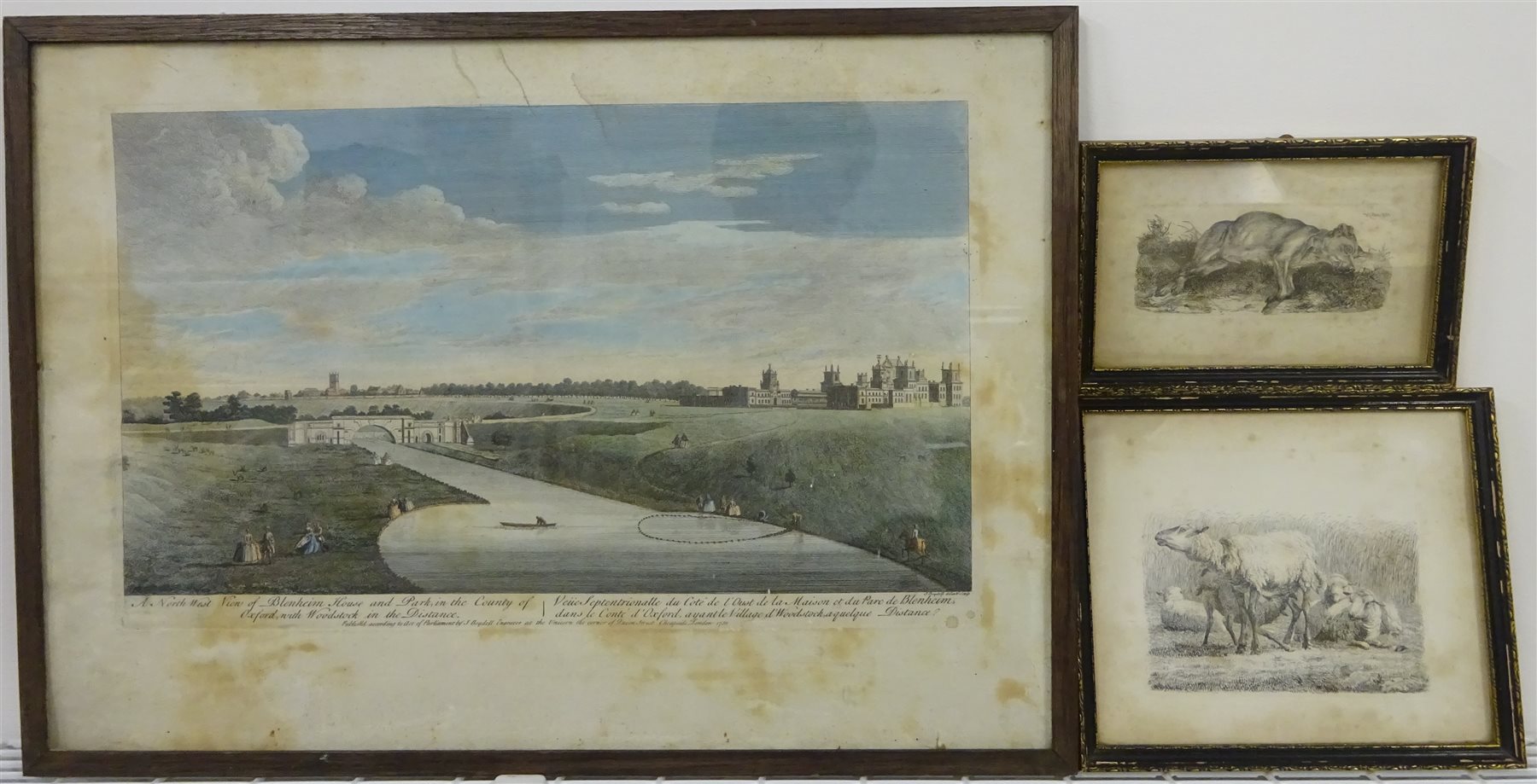 John Boydell (British 1720-1804): 'A North West View of Blenheim House Oxford', hand coloured engrav - Image 2 of 4