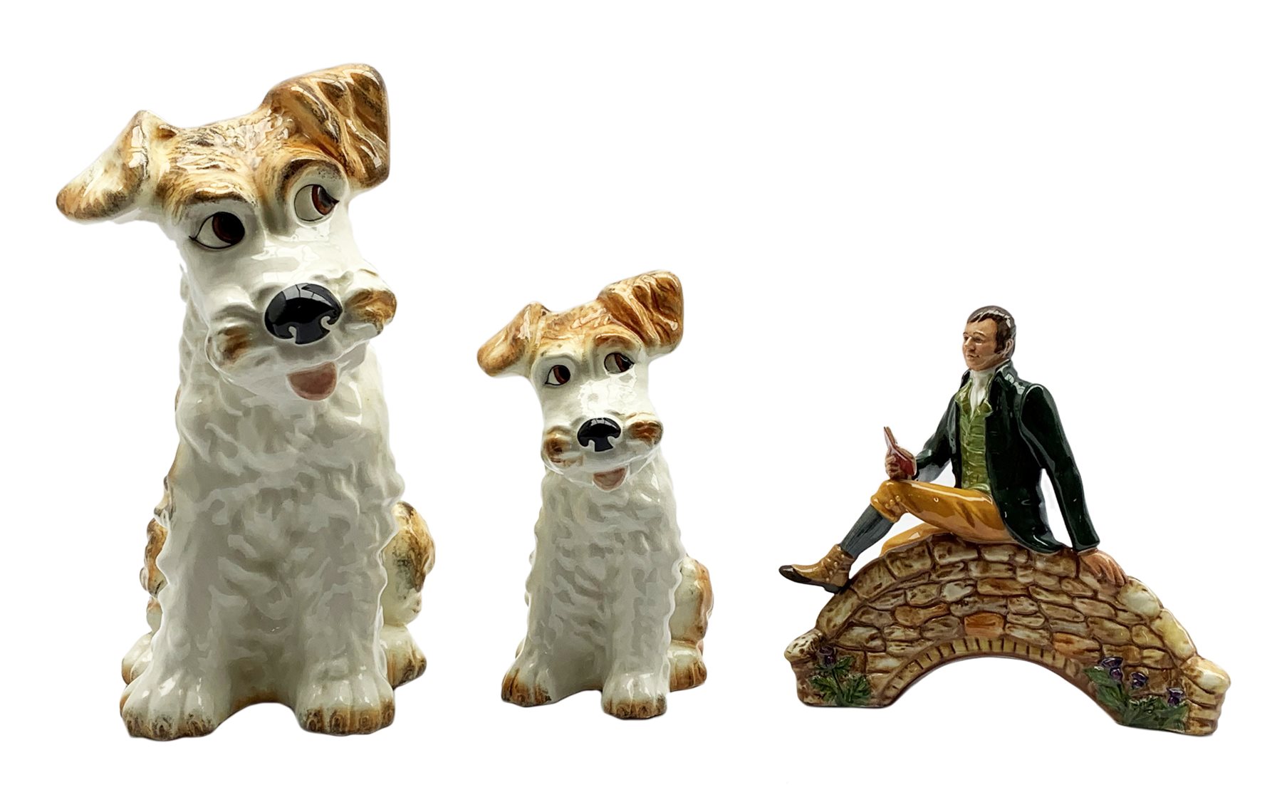 Pair of graduated Sylvac Terriers No. 1379 and 1380 and a Royal Doulton figure Robert Burns HN 3641 - Image 2 of 2