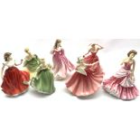 Seven Royal Doulton figures including Elaine, Lauren, Ellen, Soiree, Fair Lady, Marianne and A Lovin
