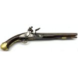 Tower long Sea Service flintlock belt pistol with Board of Ordnance stamps, walnut full stock with b