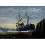 Jack Rigg (British 1927-): Whitby Harbour at low water, oil on board signed, 38cm x 52 ARR may appl