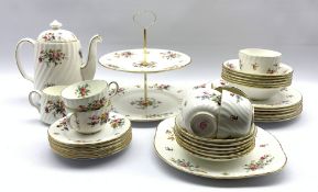 Royal Worcester Roanoke pattern tea set comprising twelve cups and saucers, twelve plates, two bread