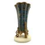 Chinese cloisonne vase, 18th Century, of lobed circular form, decorated with an all over floral desi