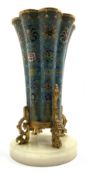 Chinese cloisonne vase, 18th Century, of lobed circular form, decorated with an all over floral desi