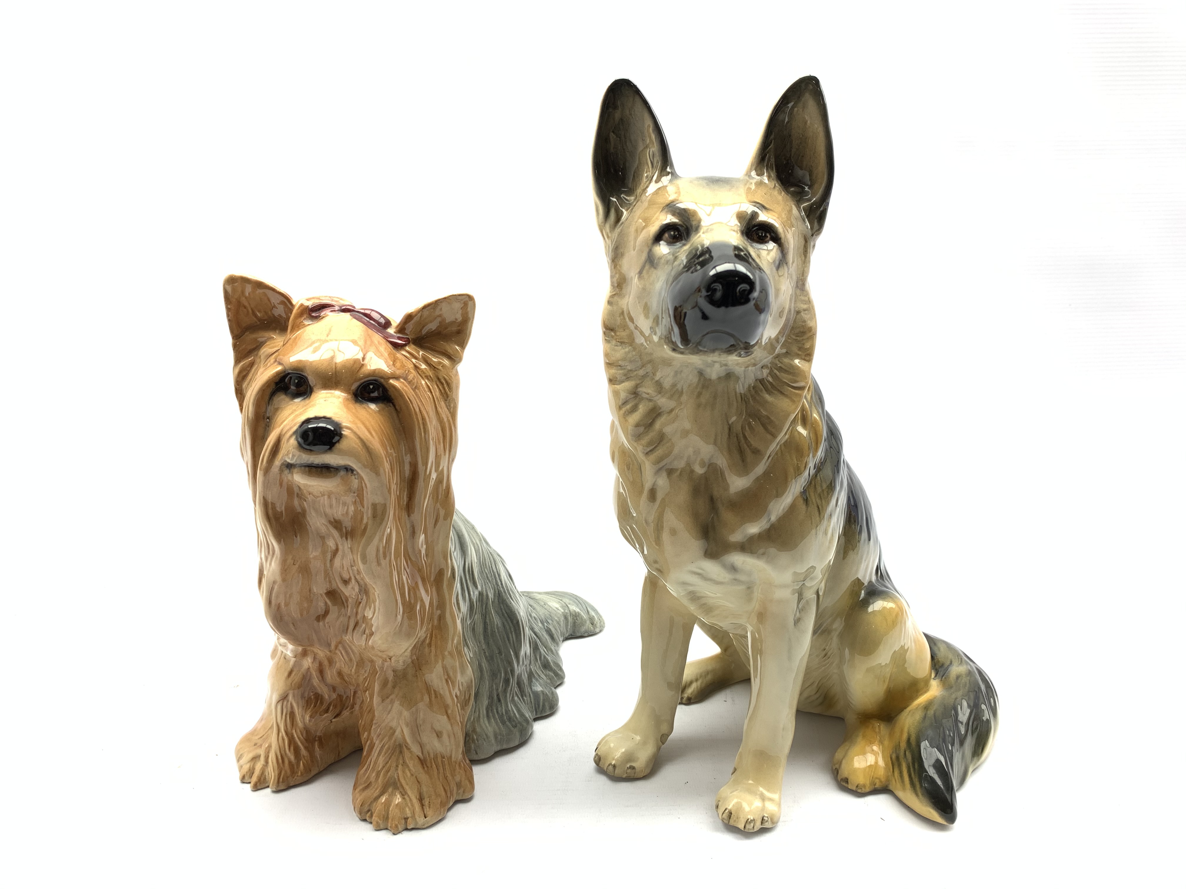 Beswick Fireside model of an Alsatian No. 2410 and another of a Yorkshire Terrier No. 2377