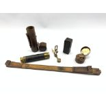 Small four drawer brass telescope with outer leather case, 35cm extended length, small late 19th cen