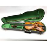 Early 20th Century violin inscribed R Jensen, East Rand, Transvaal, No.1 May 1910, length of back 37