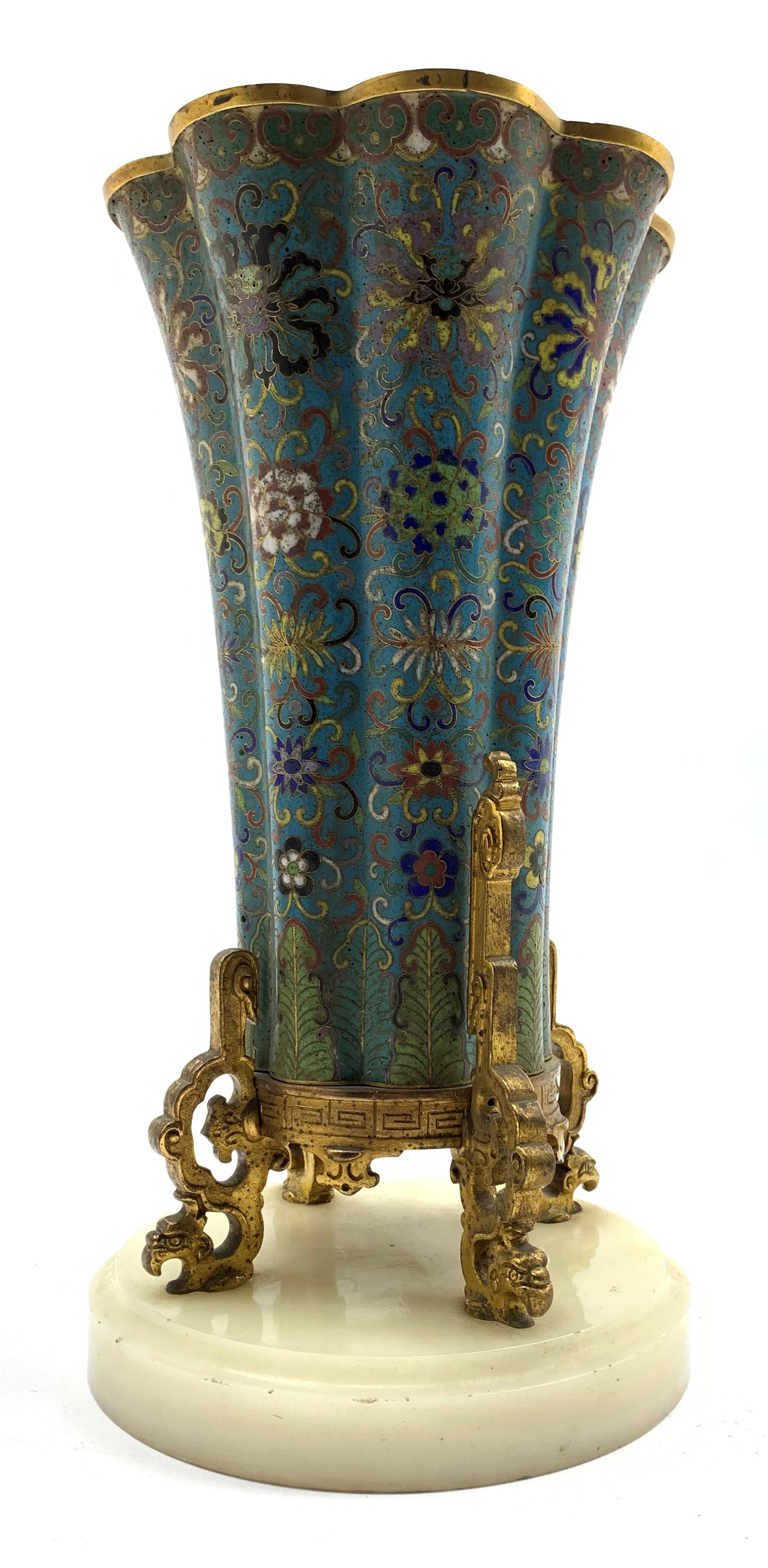 Chinese cloisonne vase, 18th Century, of lobed circular form, decorated with an all over floral desi - Image 2 of 31