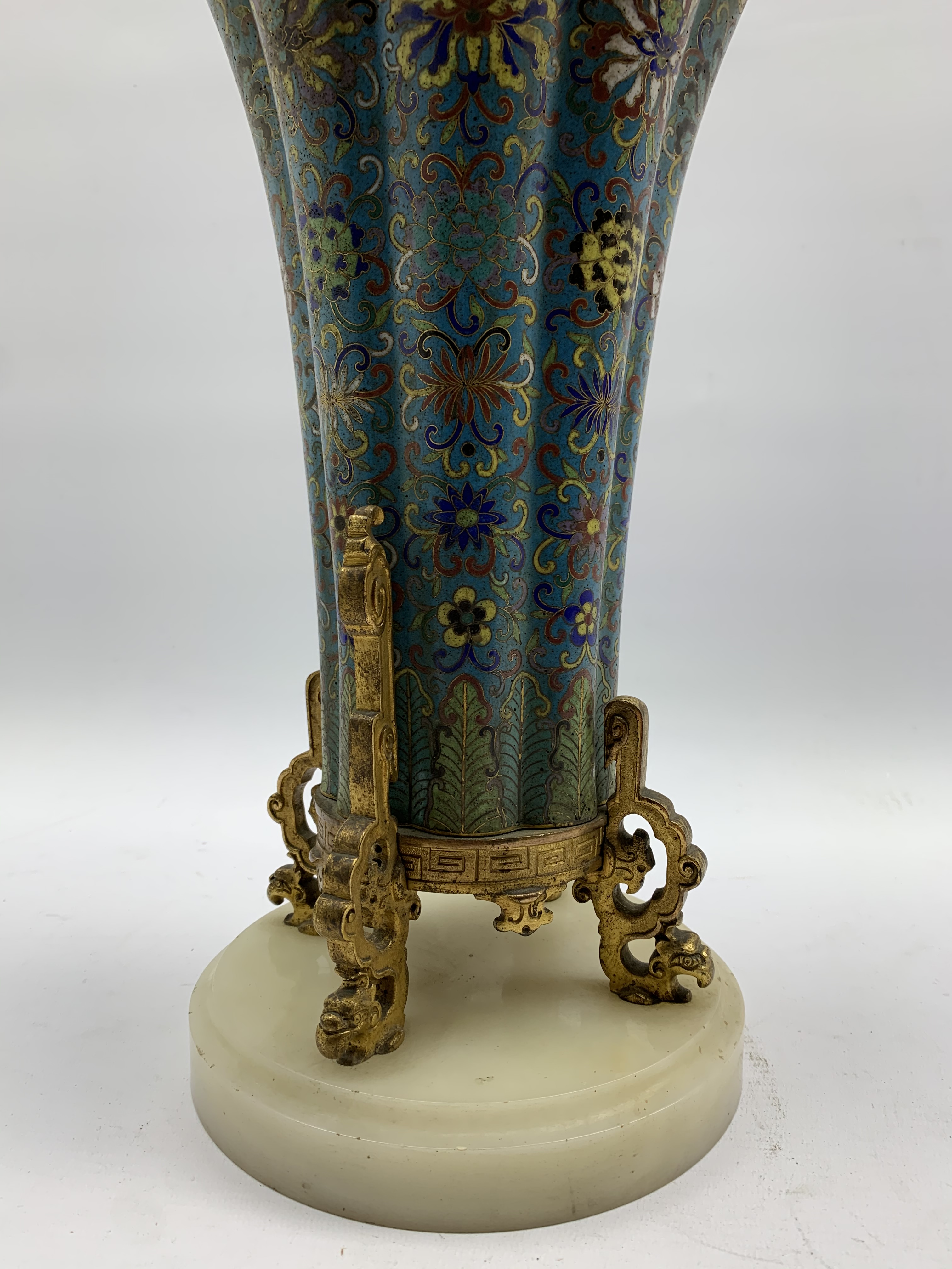 Chinese cloisonne vase, 18th Century, of lobed circular form, decorated with an all over floral desi - Image 19 of 31