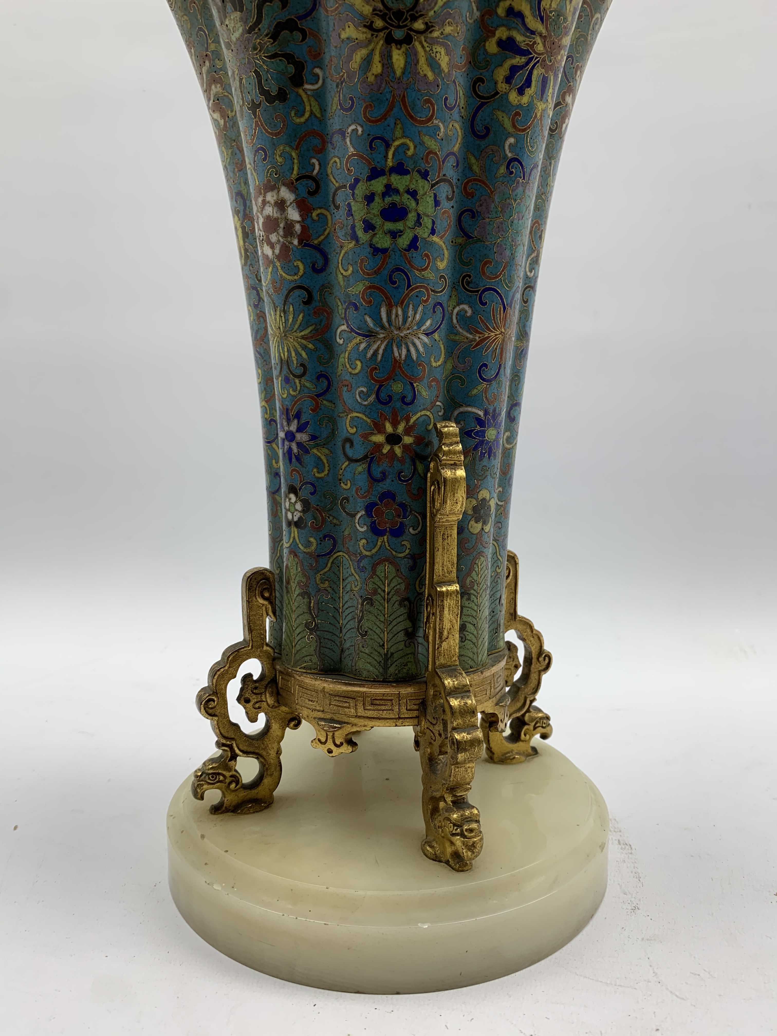 Chinese cloisonne vase, 18th Century, of lobed circular form, decorated with an all over floral desi - Image 25 of 31