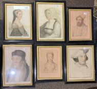 F. Bartolozzi after Hans Holbein - A series of six framed portrait engravings of Historical Characte