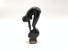 Wooden desk seal carved in the form of a nude female diver on a stepped tablet H10cm