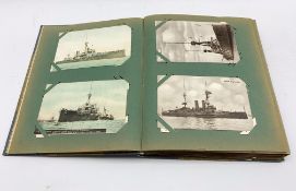 Post card album containing mainly early 20th Century Naval cards, warships, Channel Fleet, First Cru