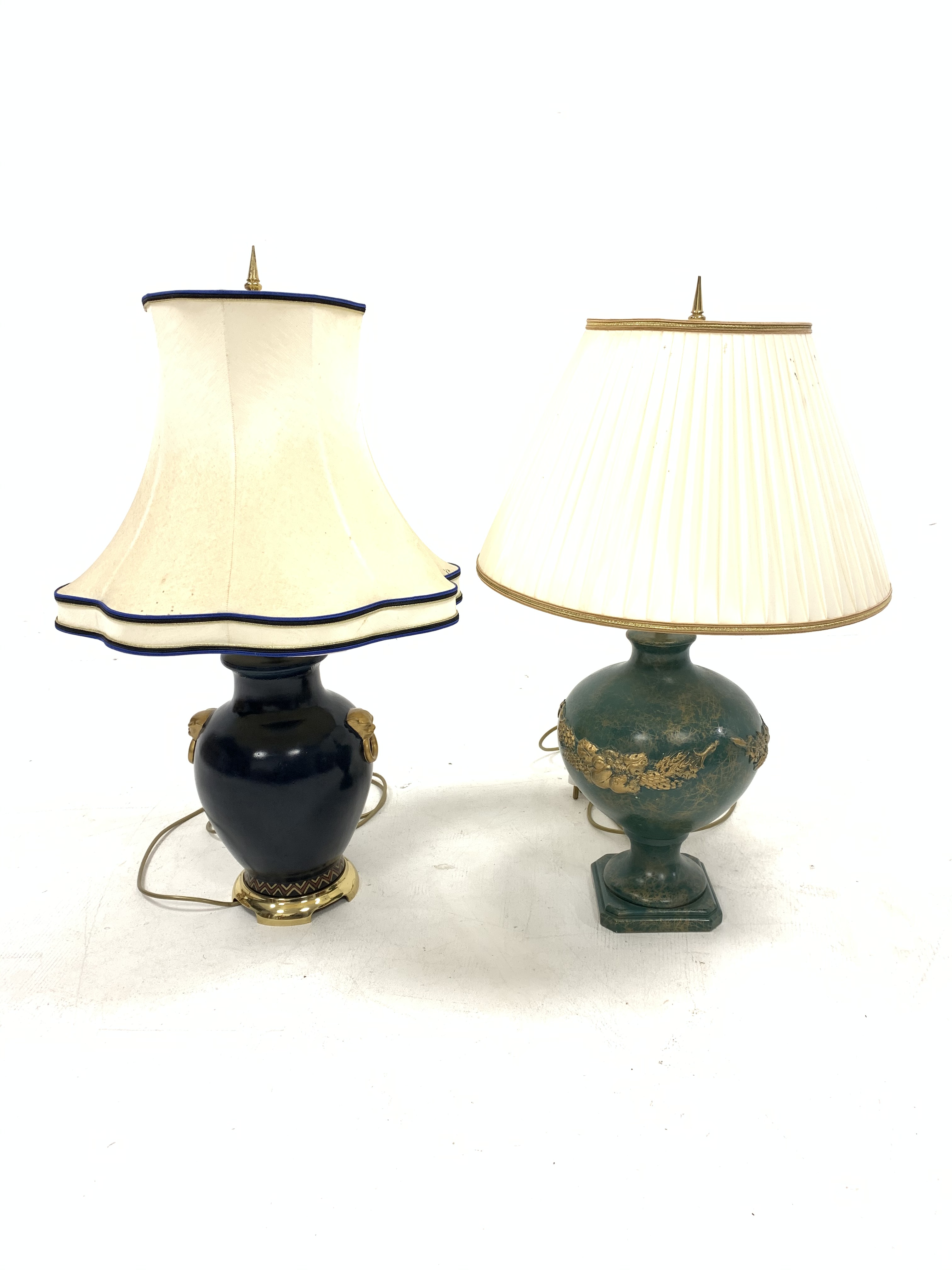 Cloisonne style table lamp with shade together H75cm with another table lamp (2)