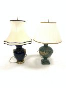 Cloisonne style table lamp with shade together H75cm with another table lamp (2)