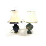 Cloisonne style table lamp with shade together H75cm with another table lamp (2)