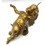 19th century Ormolu mount in the form of a winged Cherub, H29cm