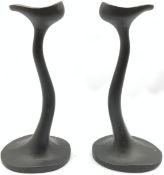 Pair of Robert Welch 'Sea Drift' design cast iron candlesticks, H31cm