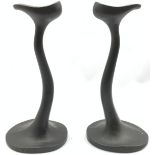 Pair of Robert Welch 'Sea Drift' design cast iron candlesticks, H31cm