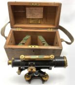 Surveyors level by J Casartelli & Son, Manchester No. 266 with brass mounts in original box W31cm