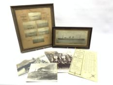Frame containing six black and white photographs 'German Submarines off Harwich, handed over to the