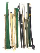 Predominantly fly fishing rods including Sharpe Ltd 'Scottie' split cane rod, Sealey 'Black Arrow',