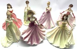 Seven Coalport figures including With Love, Happy Birthday, Ruby Anniversary, Susan, Helena, Token o