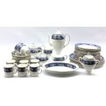 Wedgwood Blue Siam dinner, coffee and part tea service comprising six dinner plates, six side plates