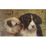 D. Hellewell - Study of two dogs heads, oil on canvas signed, 24cm x 39cm