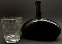 Mid 19th Century Masonic glass tumbler engraved with Masonic symbols and inscribed 'Ts and Anne Greg