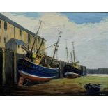 Jack Rigg (British 1927-): 'Low Water at Bridlington' oil on board, signed and signed and inscribed