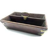 George III mahogany two division cutlery tray with brass handle and mounts 38cm x 26cm