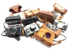 Eight vintage cameras including AGFA Isolette, Zeiss Ikon 'Contina Prontor-svs' and other similar ca