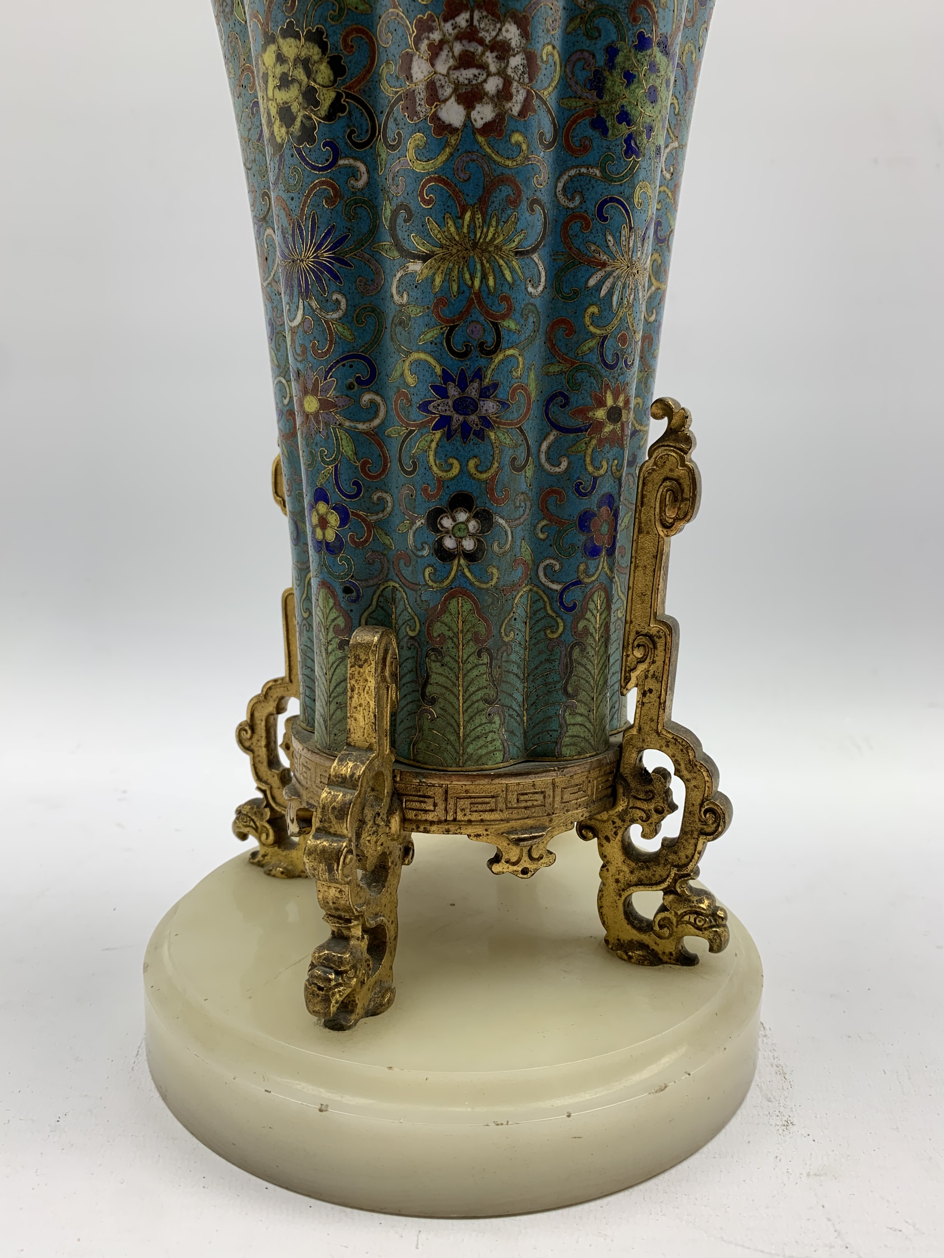 Chinese cloisonne vase, 18th Century, of lobed circular form, decorated with an all over floral desi - Image 15 of 31