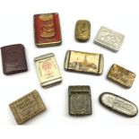 His Masters Voice alloy vesta case, Cadbury Bournville vesta and various other vesta cases including