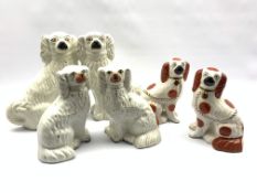 Three pairs of Staffordshire King Charles Spaniels, H31cm max