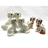 Three pairs of Staffordshire King Charles Spaniels, H31cm max