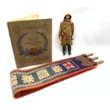 Leather and wool work military pattern belt, terra cotta model of a fisherman H25cm and John Player