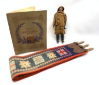 Leather and wool work military pattern belt, terra cotta model of a fisherman H25cm and John Player