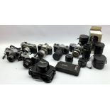 Vintage cameras and lenses including Asahi Pentax Spotmatic with 'Prinzflex Auto Reflex 1:2.8 f=135m