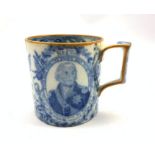 Early 19th Century transfer printed commemorative pottery 'Nelson' mug, possibly Swansea, printed in