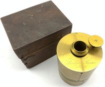 19th Century brass lens by Lerebours and Secretan, Paris with rotating calibrated dial H9cm in woode