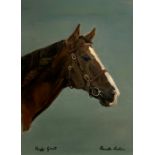 Henrietta Nicklen - studies of Horses heads 'Monsanto' and 'Vaigly Great' oils on canvas, a pair sig