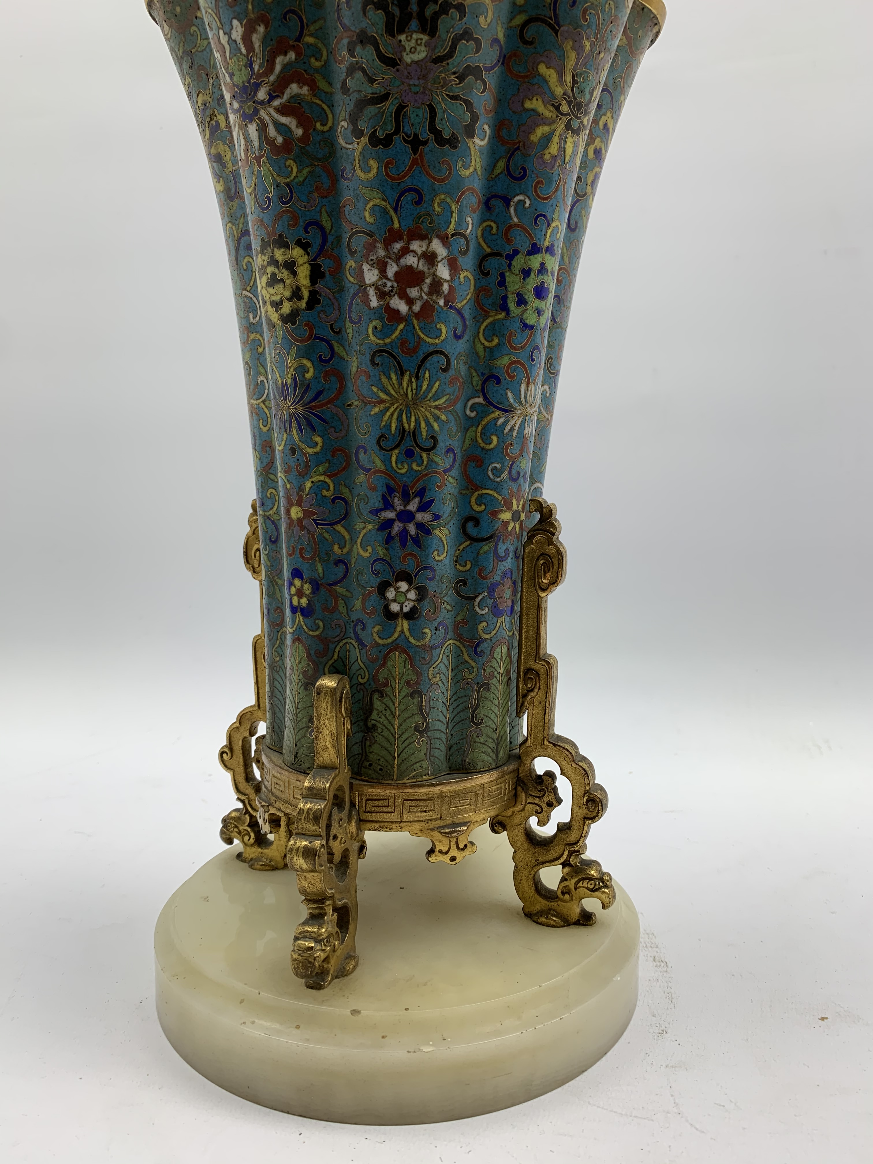 Chinese cloisonne vase, 18th Century, of lobed circular form, decorated with an all over floral desi - Image 23 of 31