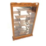 20th century Chinese hardwood wall mounted display case, glazed hinged door and mirrored back with f