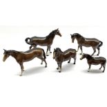 Beswick model of a Swish Tailed Horse No. 1182 in brown gloss, first version, Beswick race horse in