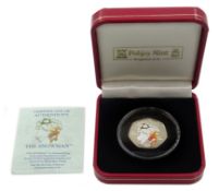 Queen Elizabeth II 2003 Isle of Man 'The Snowman' coloured silver proof fifty pence coin, cased with